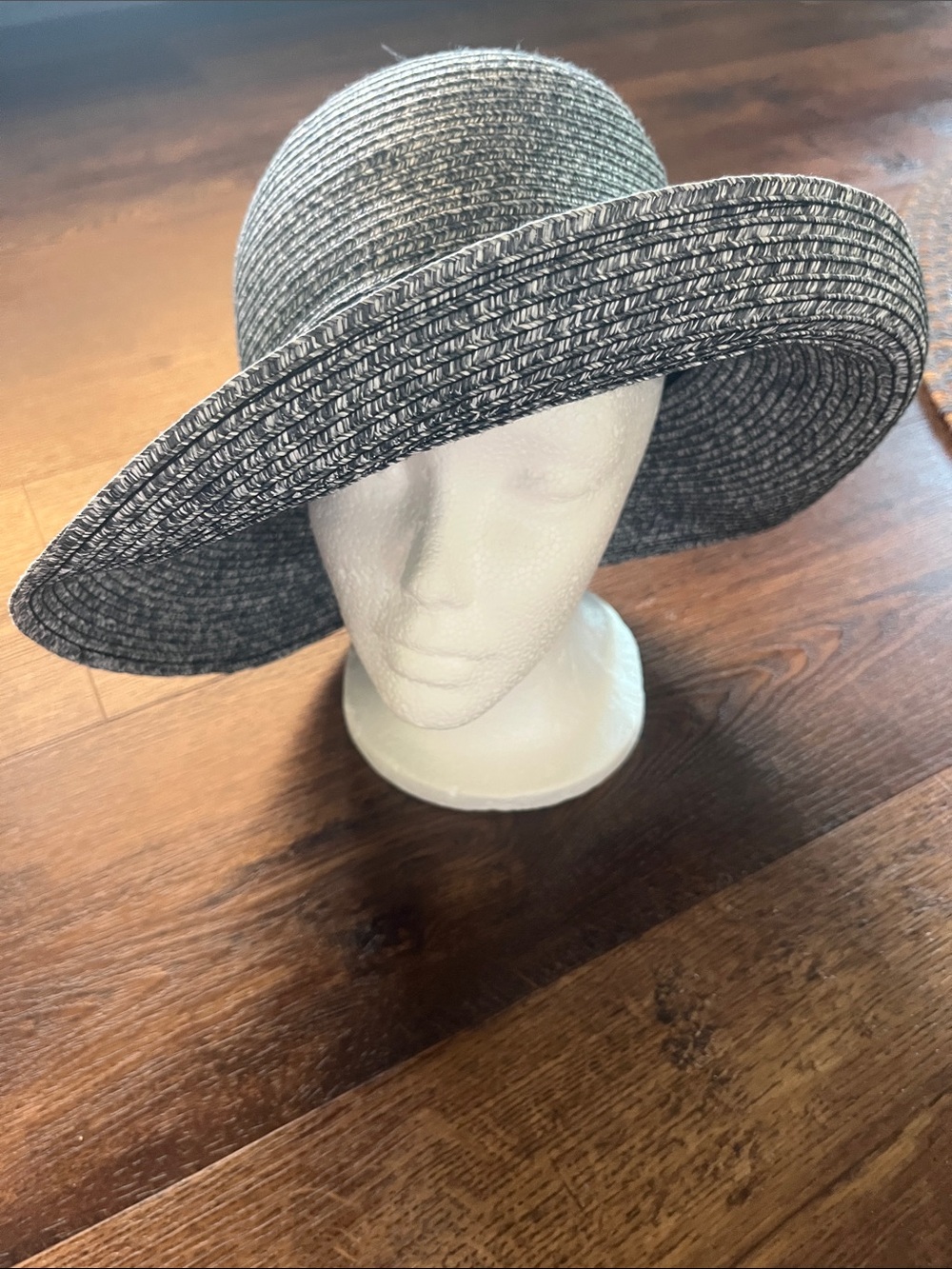 Wide Brim Straw Sun Hat - Gray